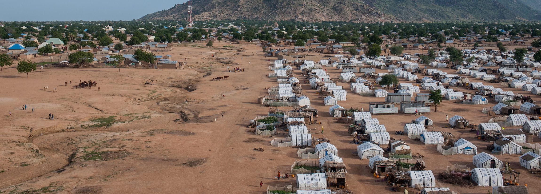 One of five IDP (Internally Displaced People) camps outside the town of Pulka, Nigeria, where people come seeking protection from Boko Haram's devastating attacks against military and civilian targets | STEFAN HEUNIS/AFP/Getty Images