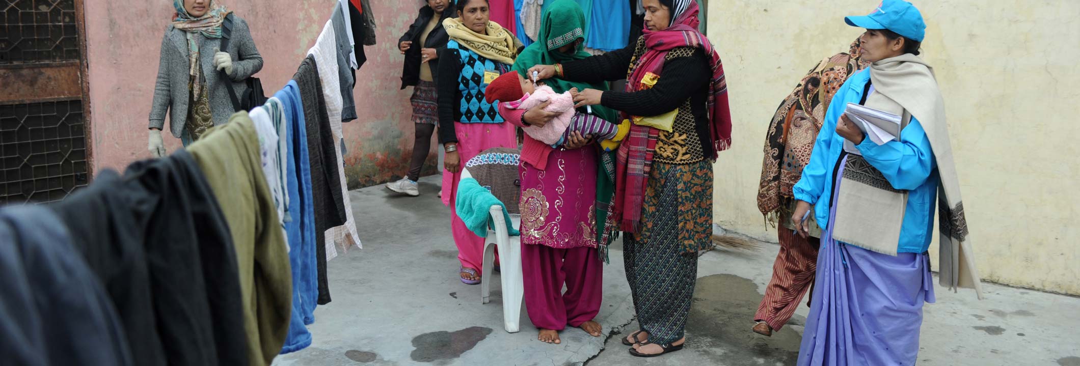 A door to door anti-polio campaign at Ghazibad