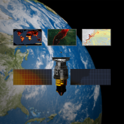 Photo: GLOLABLMARITIMETRAFFIC.ORG (MARITIME TRAFFIC MAP); NASA EARTH OBSERVATORY (WILDFIRE MAP); MARIT JENTOFT NILSEN/NASA (SOIL MOISTURE MAP); DJALALXJAY/SKETCHFAB (SATELLITE); 1EXPERT/ADOBE STOCK (EARTH)