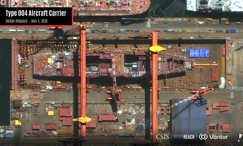 Dalian shipyard in China where Type 004 aircraft carrier is being built.