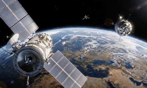 Photo: Artistic rendering of a stalking satellite. Credit: Bertelsmann Foundation and CSIS.