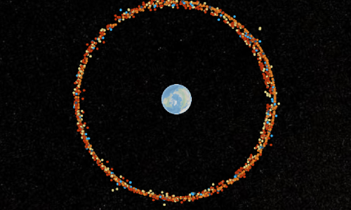 Photo: Satellites orbiting Earth, courtesy of SatelliteDashboard.org