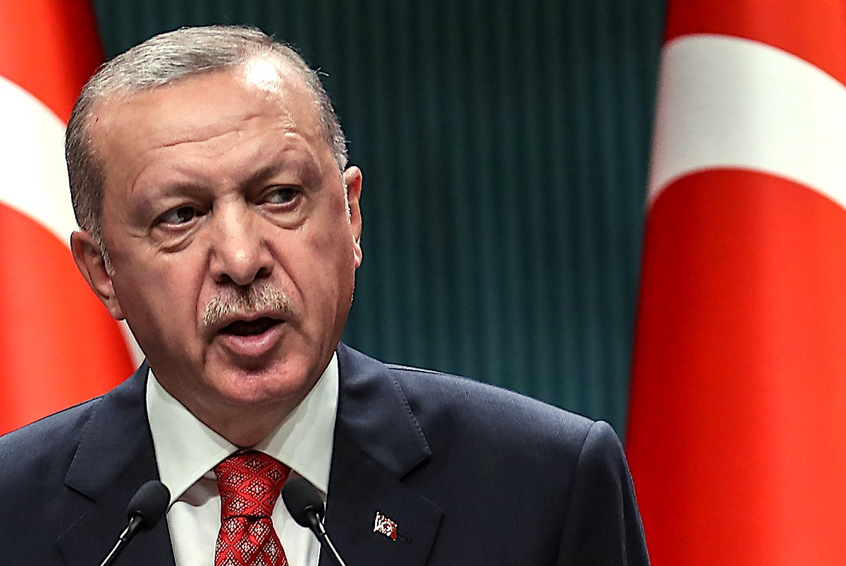 Turkish President Recep Tayyip Erdogan speaks to members of the press after a cabinet meeting at the Presidential Complex in Ankara on August 10, 2020. 