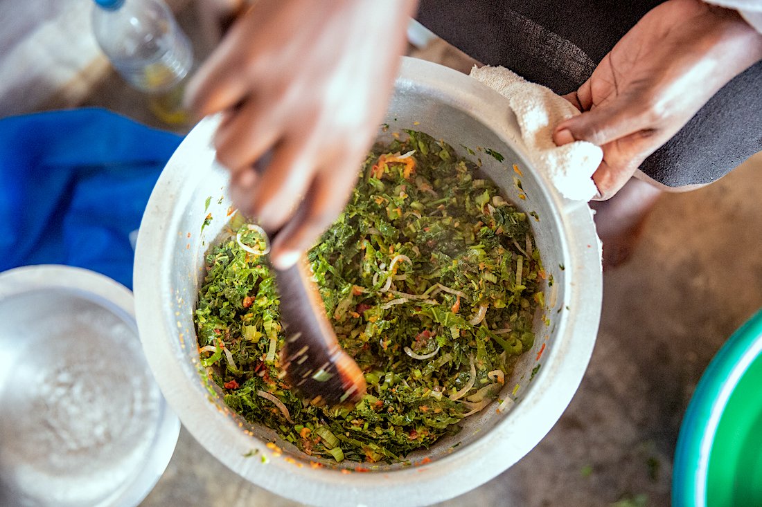 Meena cooking vegetables