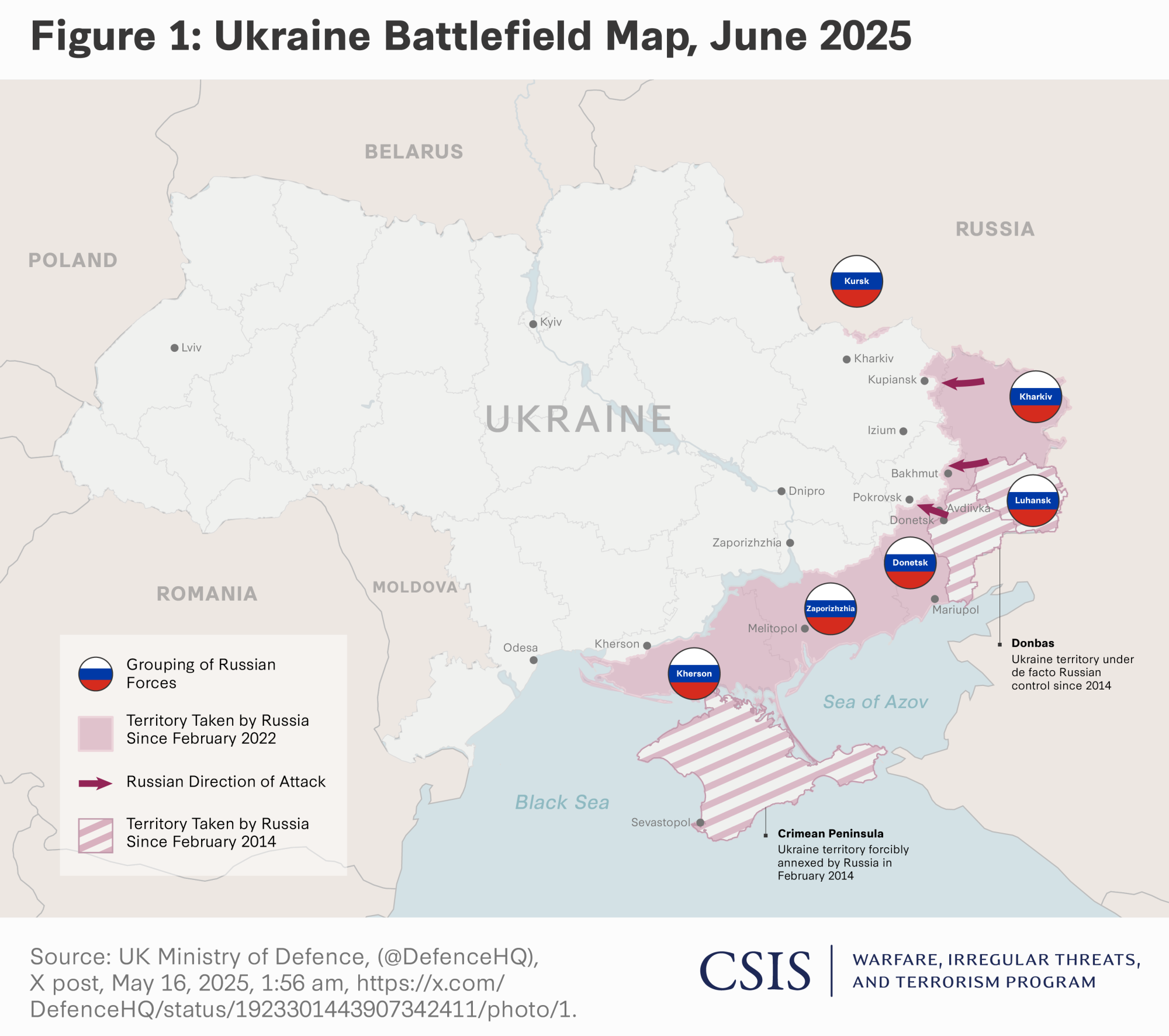 Figure 1: Ukraine Battlefield Map, May 2025