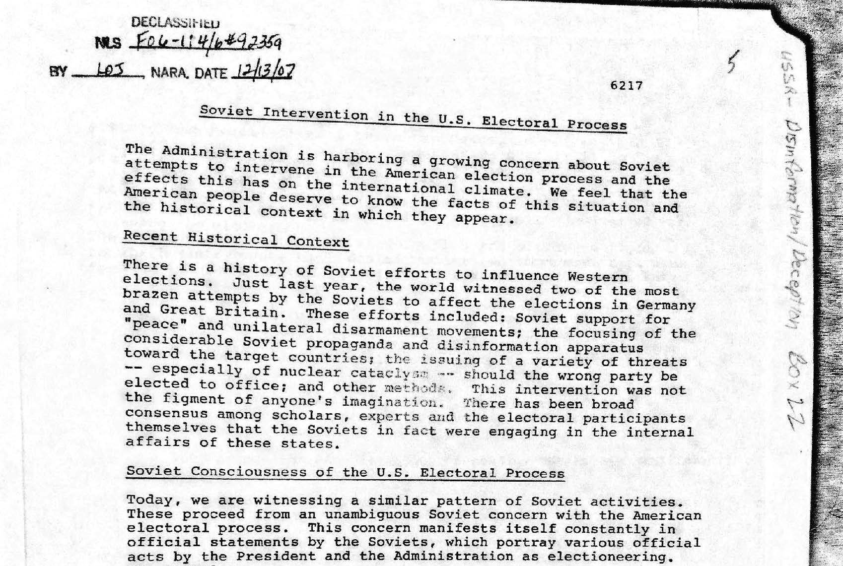 Soviet Meddling in 1984 U.S. Presidential Election