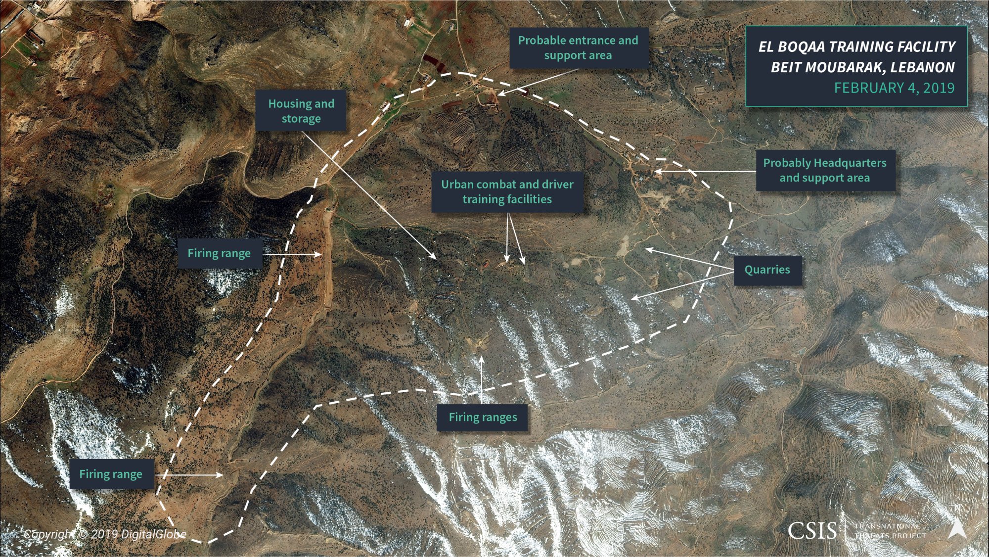 Figure 5: Satellite Imagery of Hezbollah Training Camp Near El Boqaa, Southern Lebanon
