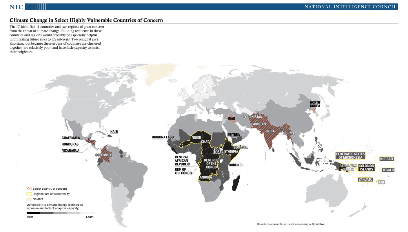 Source: National Intelligence Council, Climate Change and International Responses Increasing Challenges to US National Security Through 2040 (Washington, DC: National Intelligence Council, 2021), https://www.dni.gov/files/ODNI/documents/assessments/NIE_Climate_Change_and_National_Security.pdf.