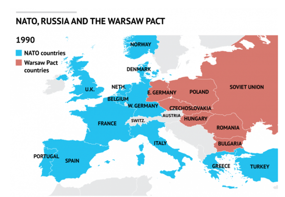 Source: Adapted from “NATO, Russia and the Warsaw Pact,” 2015, Rane, https://worldview.stratfor.com/.